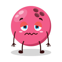 cute nope expression of pink bowling ball character