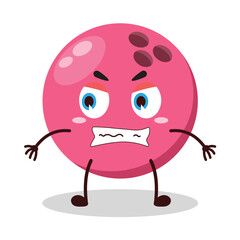 cute mad expression of pink bowling ball character