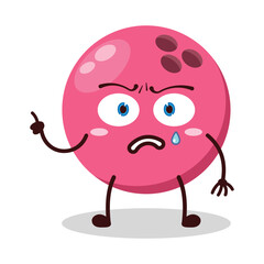 cute weird expression of pink bowling ball character