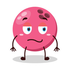 cute silent expression of pink bowling ball character