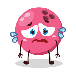 cute depressed expression of pink bowling ball character