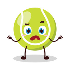 cute don't know expression of tennis ball character
