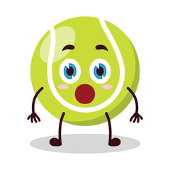 cute shocked expression of tennis ball character