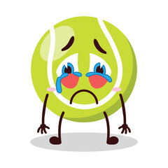 cute cry expression of tennis ball character