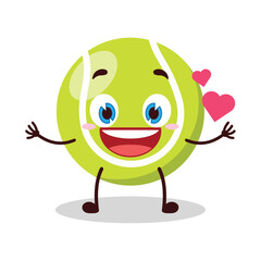 cute fall in love expression of tennis ball character