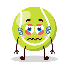 cute upset expression of tennis ball character