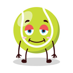 cute lazy expression of tennis ball character