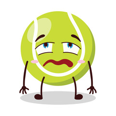 cute bored expression of tennis ball character