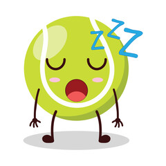 cute rest expression of tennis ball character
