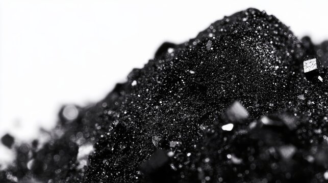 Black silicon carbide grains captured in macro detail.
