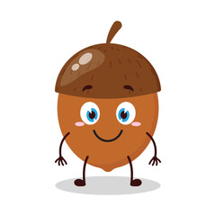 cute smile expression of walnut cartoon character