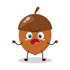 cute why expression of walnut cartoon character