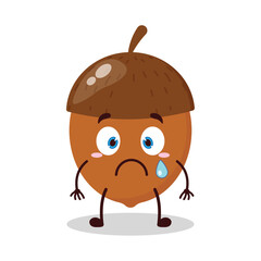 cute nervous expression of walnut cartoon character