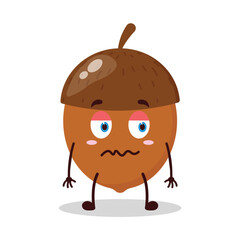 cute grumpy expression of walnut cartoon character