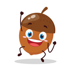 cute hurray victory expression of walnut cartoon character