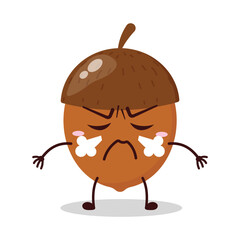 cute furious expression of walnut cartoon character