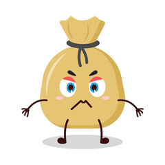 cute irritated expression of money bag cartoon character