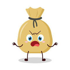 cute why expression of money bag cartoon character