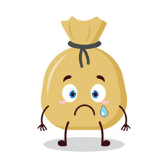 cute nervous expression of money bag cartoon character