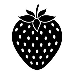strawberry silhouette vector, Strawberry silhouette icon isolated on white background. Black outline symbol,