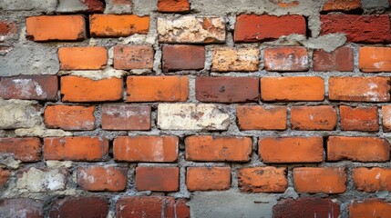 Obraz premium Red brick wall corner of an old building under sunlight. 