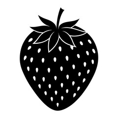 strawberry silhouette vector, Strawberry silhouette icon isolated on white background. Black outline symbol,