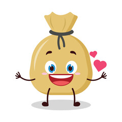 cute fall in love expression of money bag cartoon character