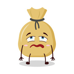 cute bored expression of money bag cartoon character