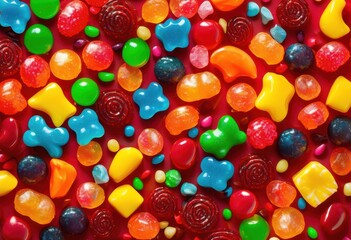 Fototapeta premium vibrant colorful candy assortment displayed intense studio lighting creating tempting visual feast, rainbow, lgbtq, lgbt, pride, love, equality, confection