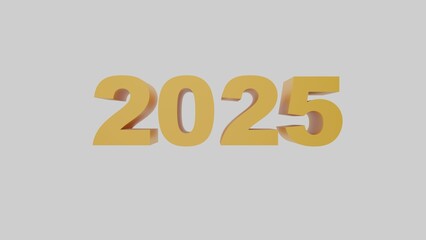 Stylish and elegant 3D rendering of the year 2025 in golden typography, isolated on a minimalistic light background. Perfect for New Year’s celebrations, holiday designs, and future-themed projects.