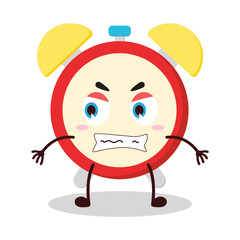 cute mad expression of clock cartoon character