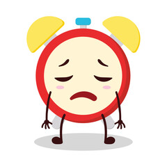 cute tired expression of clock cartoon character