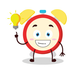 cute creative expression of clock cartoon character with shiny lamp
