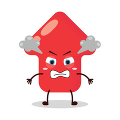 cute angry expression of red arrow cartoon character