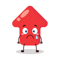 cute nervous expression of red arrow cartoon character