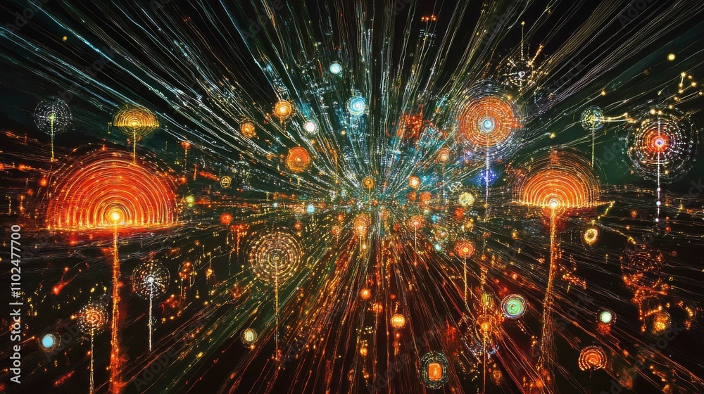 Poster Abstract Colorful Light Patterns in Dynamic Motion Background