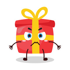 Obraz premium cute irritated expression of red gift box cartoon character