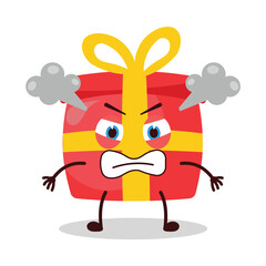 cute furious expression of red gift box cartoon character
