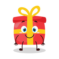 cute smile expression of red gift box cartoon character