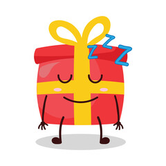 cute sleep expression of red gift box cartoon character
