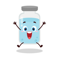 cute celebration jump expression of medicine vial bottle cartoon character