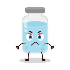 cute irritated expression of medicine vial bottle cartoon character