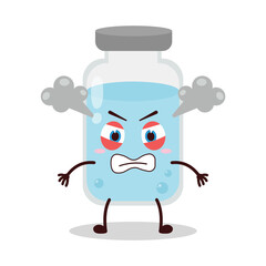 cute furious expression of medicine vial bottle cartoon character