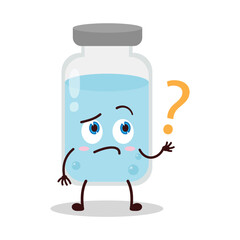 cute curious expression of medicine vial bottle cartoon character