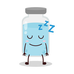 cute sleep expression of medicine vial bottle cartoon character