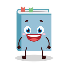 cute happy expression of blue book cartoon character