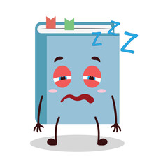 cute sleepy expression of blue book cartoon character
