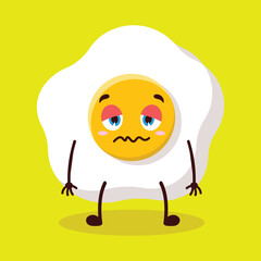 cute nope expression of fried egg cartoon character