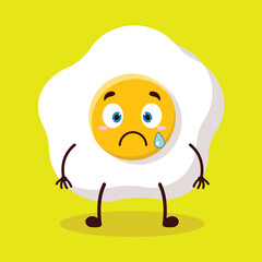 cute nervous expression of fried egg cartoon character