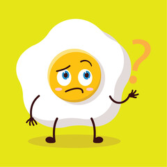 cute curious expression of fried egg cartoon character